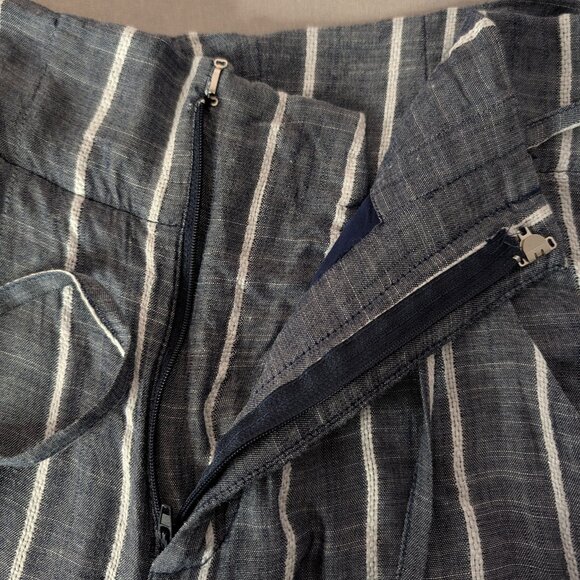 Denim Blue Gray And White Striped High-Waisted Wide Leg Pants Size Small - Picture 9 of 14